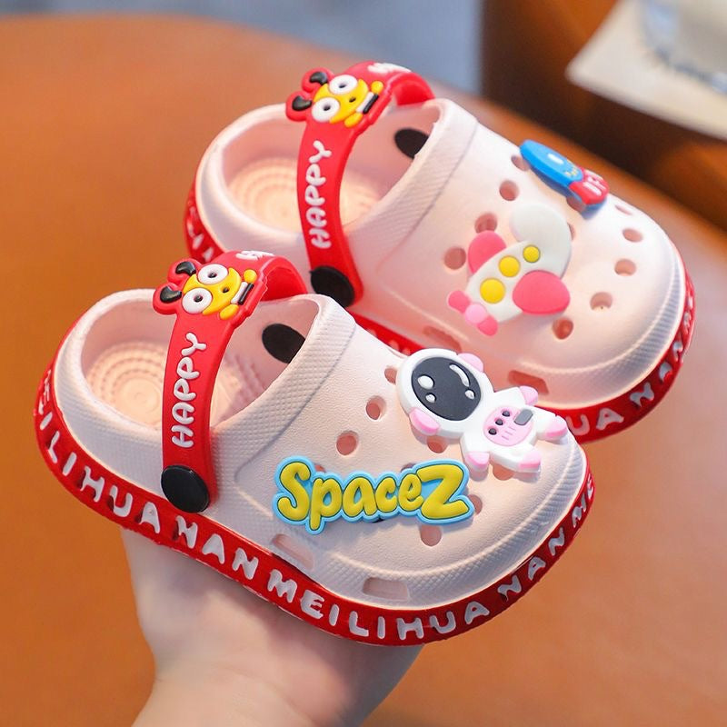 Children's Slippers Summer Girls' Cute Cartoon Indoor Soft-soled Non-slip Boys' Baby's Household Baotou Sandals Hole Shoes