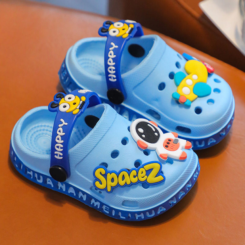 Children's Slippers Summer Girls' Cute Cartoon Indoor Soft-soled Non-slip Boys' Baby's Household Baotou Sandals Hole Shoes
