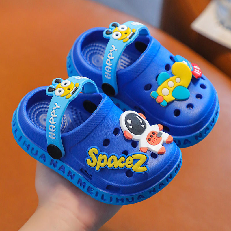 Children's Slippers Summer Girls' Cute Cartoon Indoor Soft-soled Non-slip Boys' Baby's Household Baotou Sandals Hole Shoes