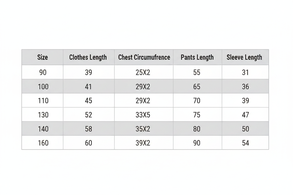 Girls Pink Cat Cotton Set Size Guide Chart
