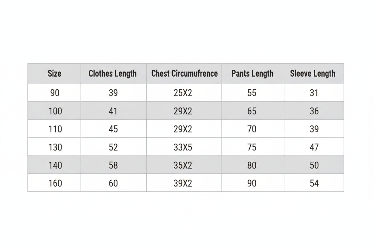 Girls Pink Cat Cotton Set Size Guide Chart